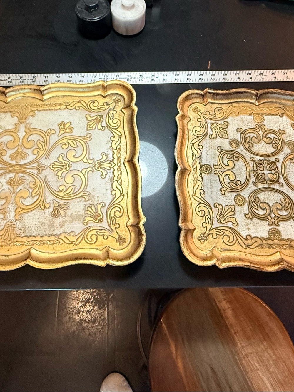 Two Italian Florentine table trays